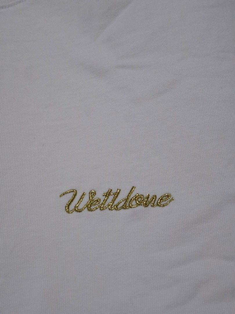 Welldone (Category: Tshirts & Polo Shirts ) located in Pasay City. Submitted by kafushika (Listing ID 1464276988, Image 3). Description: Welldone minimalist logo embroid size small on tag 22x28.5 excellent condition heavy cotton 9.7/10 color rate no issue.