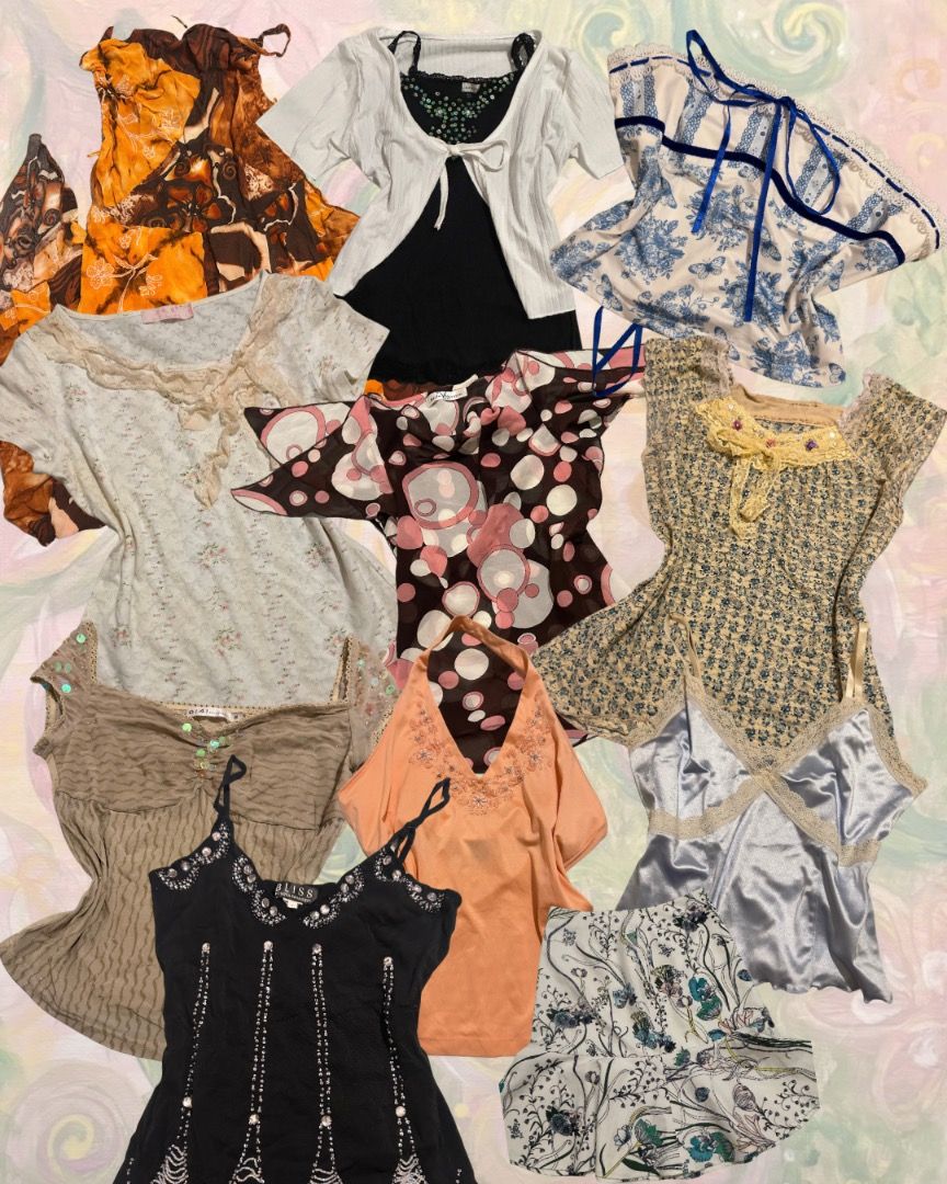 Whimsical tops (Category: Blouses) located in Santa Rita. Submitted by colesclosette (Listing ID 1464215278, Image 1). Description: Unique tops with Sequins, lace, silk, beads, floral🧚🏻‍♀️💋💐 Open for take all! Loc- pampanga.