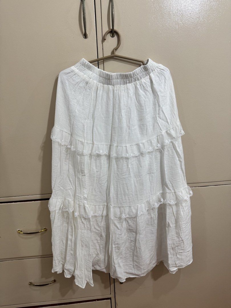 White Long Skirt BKK (Category: Skirts) located in Manila. Submitted by anne_co (Listing ID 1464233093, Image 1). Description: Never used Fits S-L (stretchable) Bought from BKK.