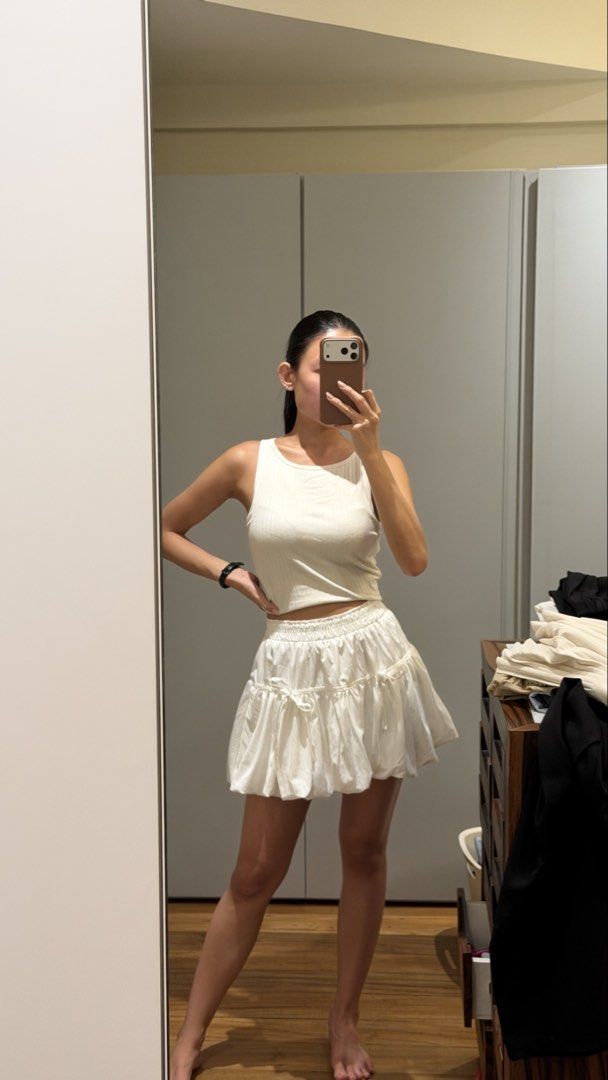 White puffy skirt with ribbons size small (Category: Skirts) located in Cagayan de Oro. Submitted by alexamc_ (Listing ID 1464200525, Image 1). Description: Bought in Bangkok.