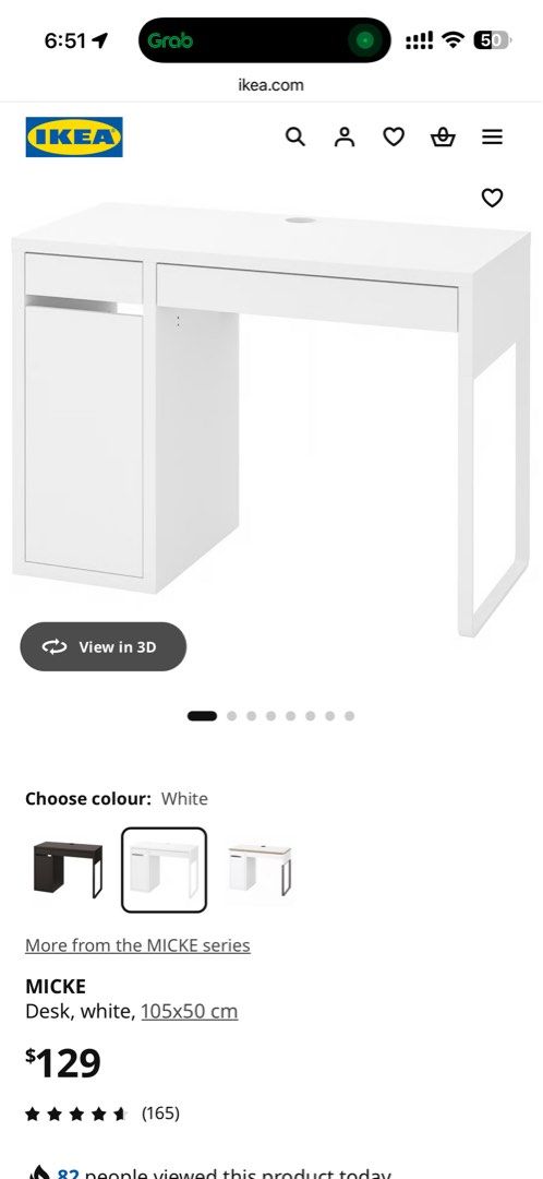 White Study table (Category: Tables & Sets) located in Singapore. Submitted by sunkingsg (Listing ID 1464243998, Image 2). Description: Condition 8.5/10 Self collection .