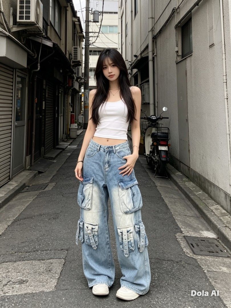 Wideleg cargo size 27 unisex (Category: Jeans) located in Bulacan. Submitted by glessantil41386 (Listing ID 1464185782, Image 2). Description: size:27 length: 41.5 like new.