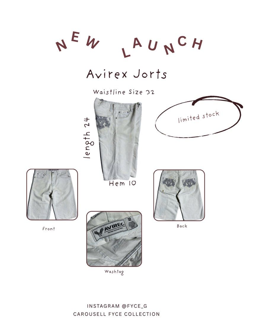 Y2k Avirex Long jorts (Category: Shorts) located in Bacolod City. Submitted by fyceee (Listing ID 1464243111, Image 1). Description: Size 32 Length 24 Hem 10 Issue see picture.