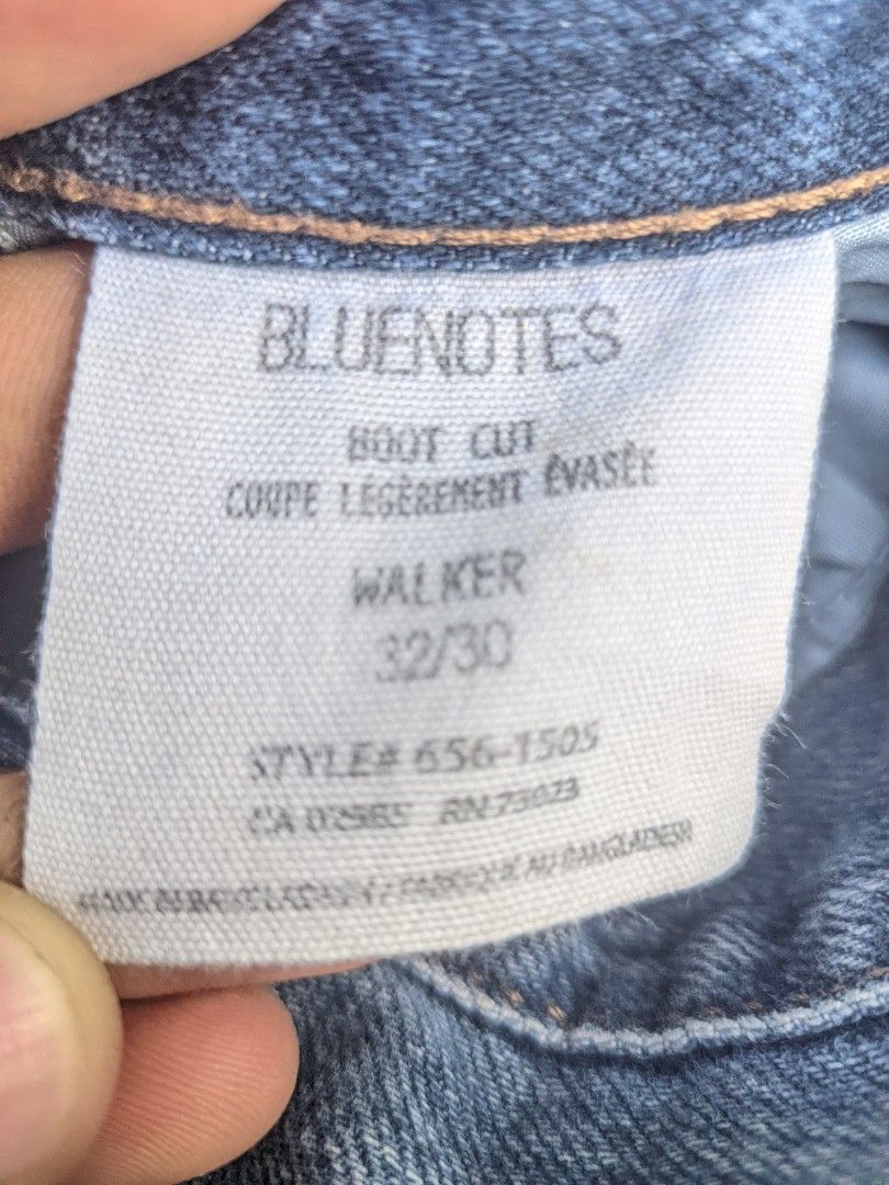Y2k Bluenotes men's bootcut Jeans size 34 (Category: Jeans) located in Kapalong. Submitted by hashhthrift (Listing ID 1464221009, Image 3). Description: need wash only measurements: size 34 length 40.5 thigh 12 rise 14 hem 9.3.