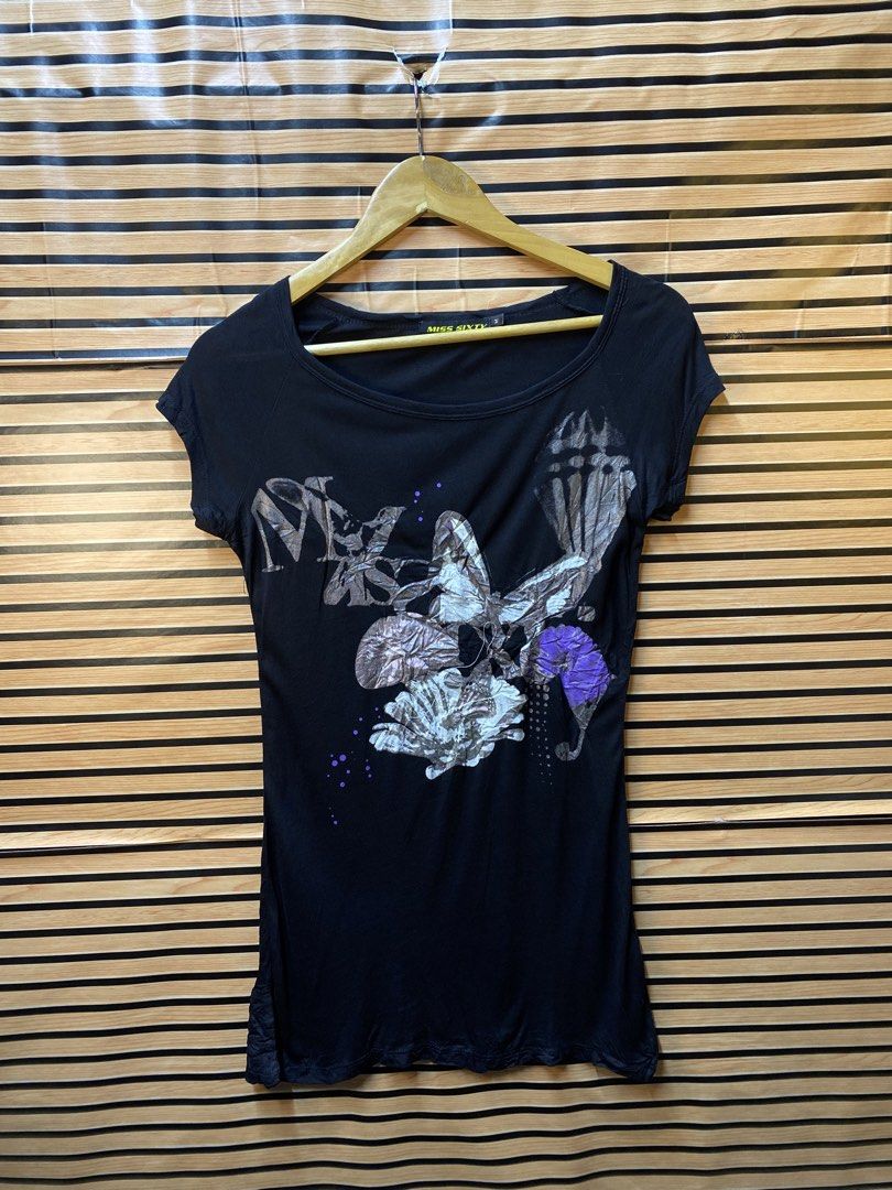Y2k Miss Sixty (Category: Shirts) located in Makati City. Submitted by drip.poww (Listing ID 1464192997, Image 1). Description: - Authentic Miss Sixty - Color: Black - Size: Small - Dimes: 17x26 - Authentic - Excellent condition - Need wash, fresh from bale - Material: 100% Cotton Please don’t expect too much—these are thrifted (ukay) items. 😊 !!STILL NEGOTIABLE!!.
