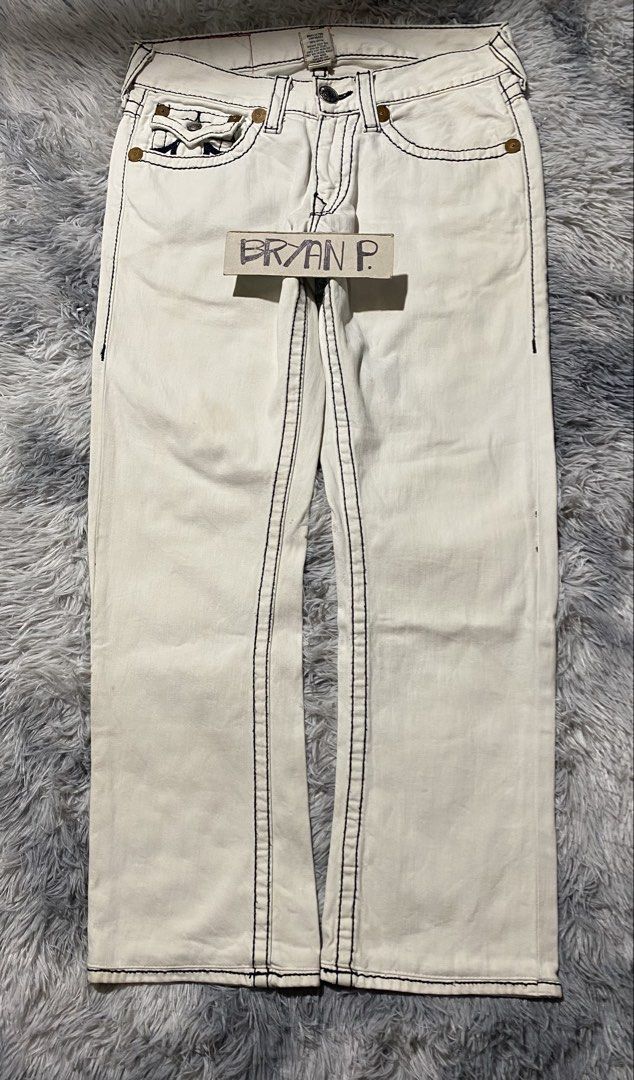 Y2k TRUE RELIGION RAINBOW BILLY JEANS (Category: Jeans) located in Cagayan de Oro. Submitted by thriftchubs (Listing ID 1464282777, Image 3). Description: 32 ON TAG 34 ACTUAL TAPE 41.5 LENGTH 12.5 THIGH 8.8 LEG OP VGOOD CONDITION NEED Light wash AUTHENTIC PHOTO MAY VARY DUE TO LIGHTING MINIMAL ISSUE SEE PICS +SF.
