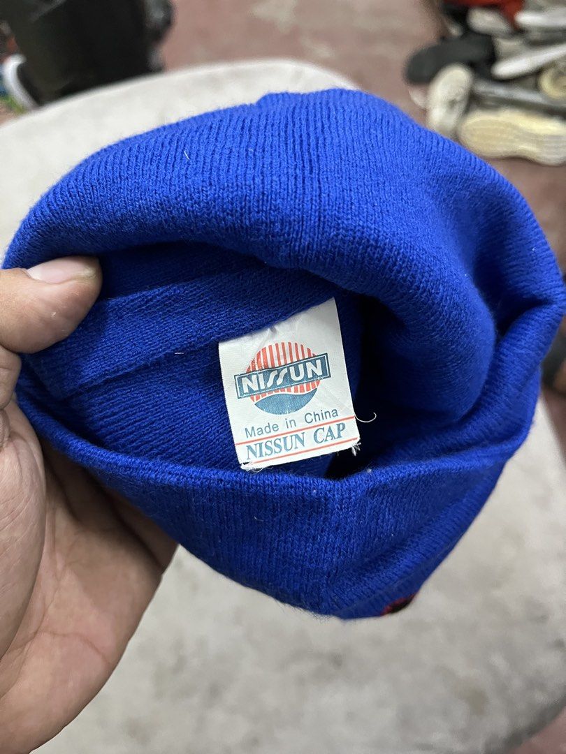 y2k-style flame knit beanie (Category: Beanies) located in General Trias. Submitted by zrchustle.604 (Listing ID 1464195242, Image 3). Description: y2k-style flame knit beanie, featuring a black crown with vibrant blue flames outlined in red. This classic design is highly popular in streetwear and vintage skate fashion..