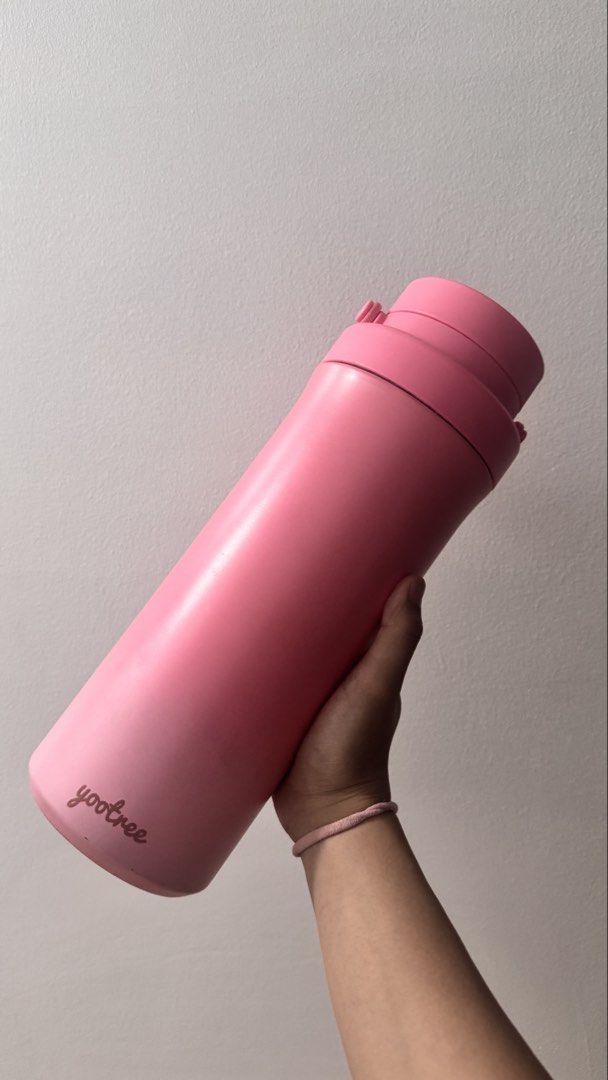Yootree Pink Water Bottle (Category: Water Bottles & Tumblers) located in Manila. Submitted by luisagrcs10 (Listing ID 1464175406, Image 1). Description: - Pastel pink Yootree water bottle - Ideal size for everyday use - Convenient and easy to carry on the go - Features the Yootree logo on the side.