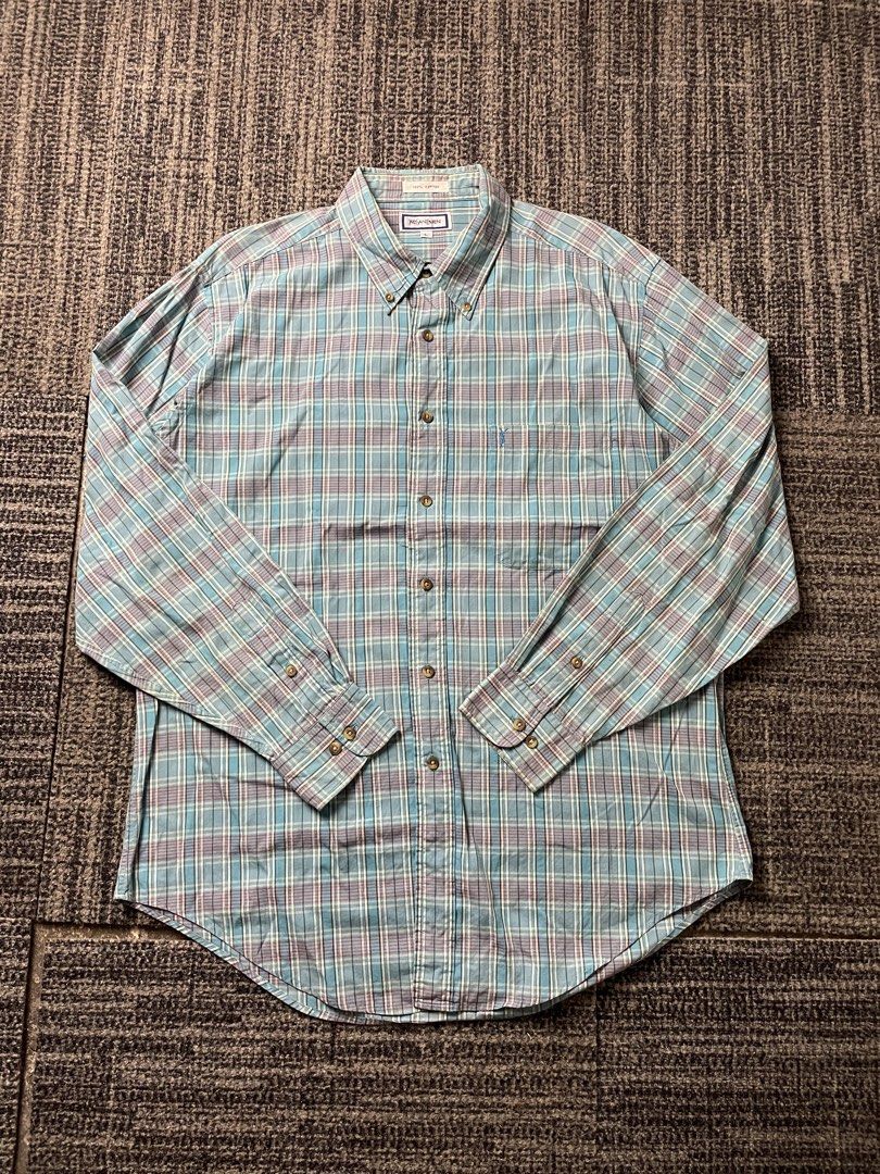 YSL Longsleeve Shirt Stripe (Category: Formal Shirts) located in Manila. Submitted by rdtp2 (Listing ID 1464234151, Image 1). Description: size large 24x31 no flaw good condition 9/10.