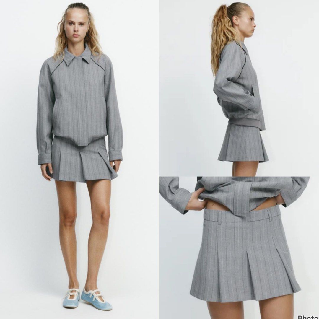 Zara gray striped skorts (Category: Other Bottoms) located in Koronadal. Submitted by gstyledforless (Listing ID 1464296462, Image 1). Description: Fits w32.