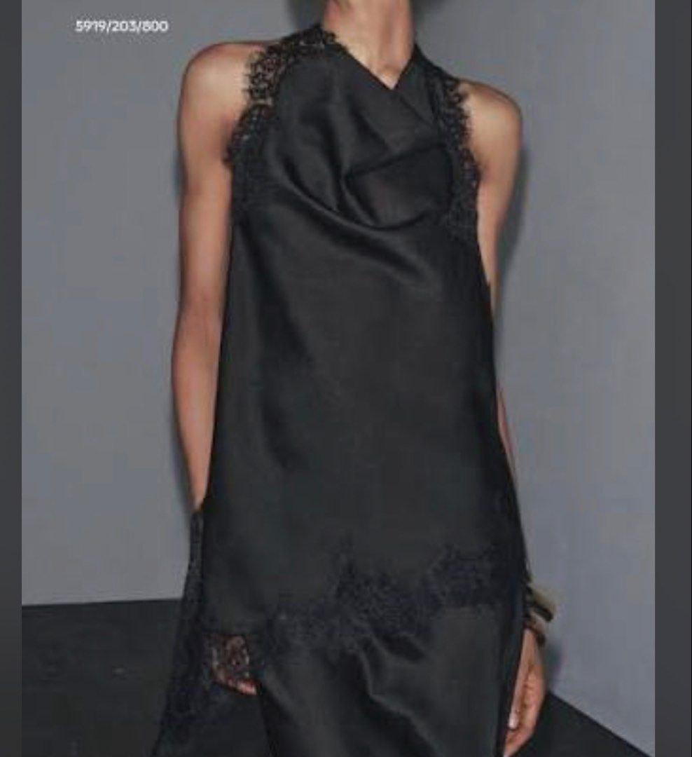 Zara Long blouse silk lace backless halter top code: 5919/203/800 (Category: Blouses) located in Pasig City. Submitted by jennieshoppe (Listing ID 1464304782, Image 1). Description: used once only Size medium on tag Halter style Backless.
