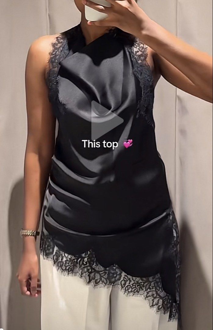 Zara Long blouse silk lace backless halter top code: 5919/203/800 (Category: Blouses) located in Pasig City. Submitted by jennieshoppe (Listing ID 1464304782, Image 3). Description: used once only Size medium on tag Halter style Backless.