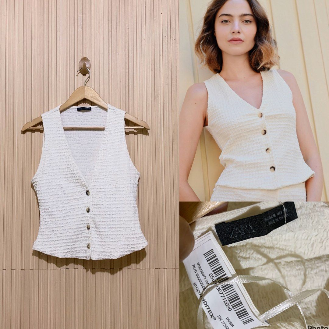 Zara textured vest (Category: Sleeveless) located in Koronadal. Submitted by gstyledforless (Listing ID 1464296608, Image 1). Description: .