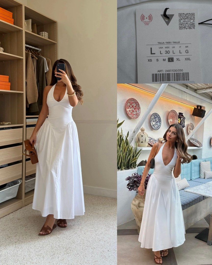 Zara white poplin halter dress (Category: Dresses) located in Manila. Submitted by clothingconcept (Listing ID 1464201783, Image 1). Description: .
