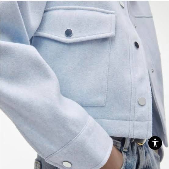 Zara Women’s Blue Jacket (Category: Coats, Jackets and Outerwear) located in Santa Rosa. Submitted by kv_declutter (Listing ID 1464183363, Image 3). Description: - Cute light blue cropped jacket - Good condition.