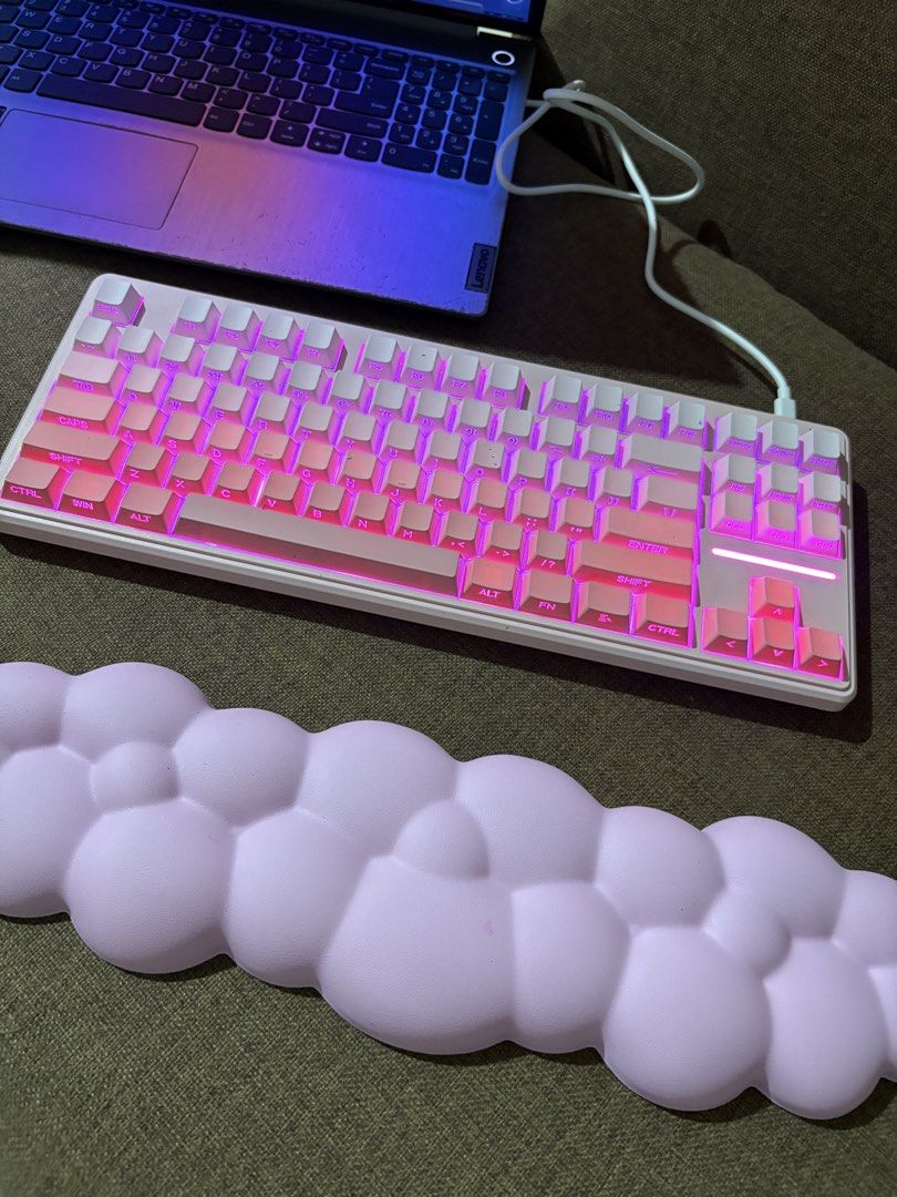 Zeus ZK-A87 Pink Keyboard (Category: Computer Keyboard) located in Cavite. Submitted by kimchii9 (Listing ID 1464321513, Image 2). Description: - ZK-A87 Mechanical Keyboard in Cherry Blossom Pink - Dazzling RGB lighting with multiple effects - Translucent keycaps with side-engraved lettering - Stylish two-tone design, perfect for both office and gaming - Comes with a cute pink cloud wrist rest - USB connection BADLY NEED FUNDS Zeus Zk-A87 Keyboar