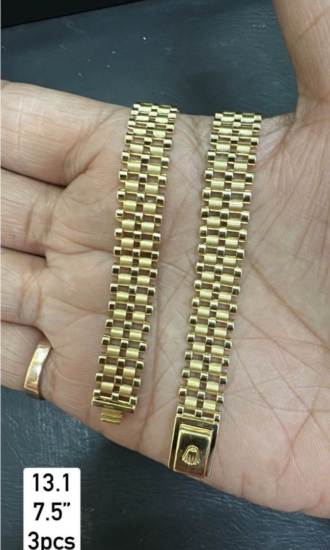 18k Saudi gold Rolex bracelet (Category: Bracelets) located in Manila. Submitted by bhelgoldseller2ndaccount (Listing ID 1464399742, Image 3). Description: New!!✨New!!✨New!! Authentic 18k Saudi Golds 💯pawnable/naisasanla 💯with high appraisal rate 💯good investment 💯Direct supplier price 👉OPEN for resellers 🌺please take time to evaluate their actual sizes and grams 👉Best panggift for all occasions ✅ Sold per grams not per piece Kya lowest pr