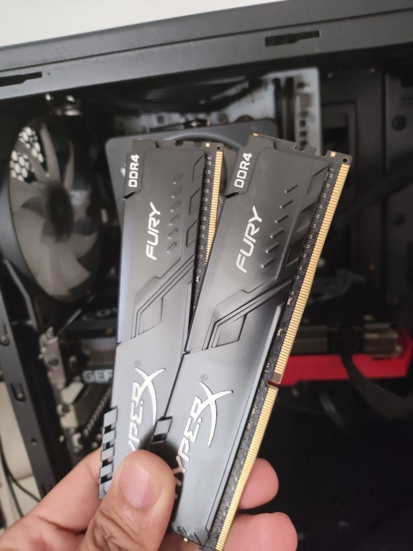 32gb HyperX DDR4 RAM Memory (Category: Computer Parts) located in Manila. Submitted by allanhs (Listing ID 1464425977, Image 2). Description: 32gb (2x16gb) HyperX DDR4 Dual-channel Kit Nakasalpak pa po sa PC. Available for videocall tests. RFS: Selling extra toys. Main PC Revamp Location: Taguig Tags: DDR4, RAM, Memory, 16gb, 32gb, 8gb, DDR5, intel, ryzen, amd, gaming, pc, computer, desktop.