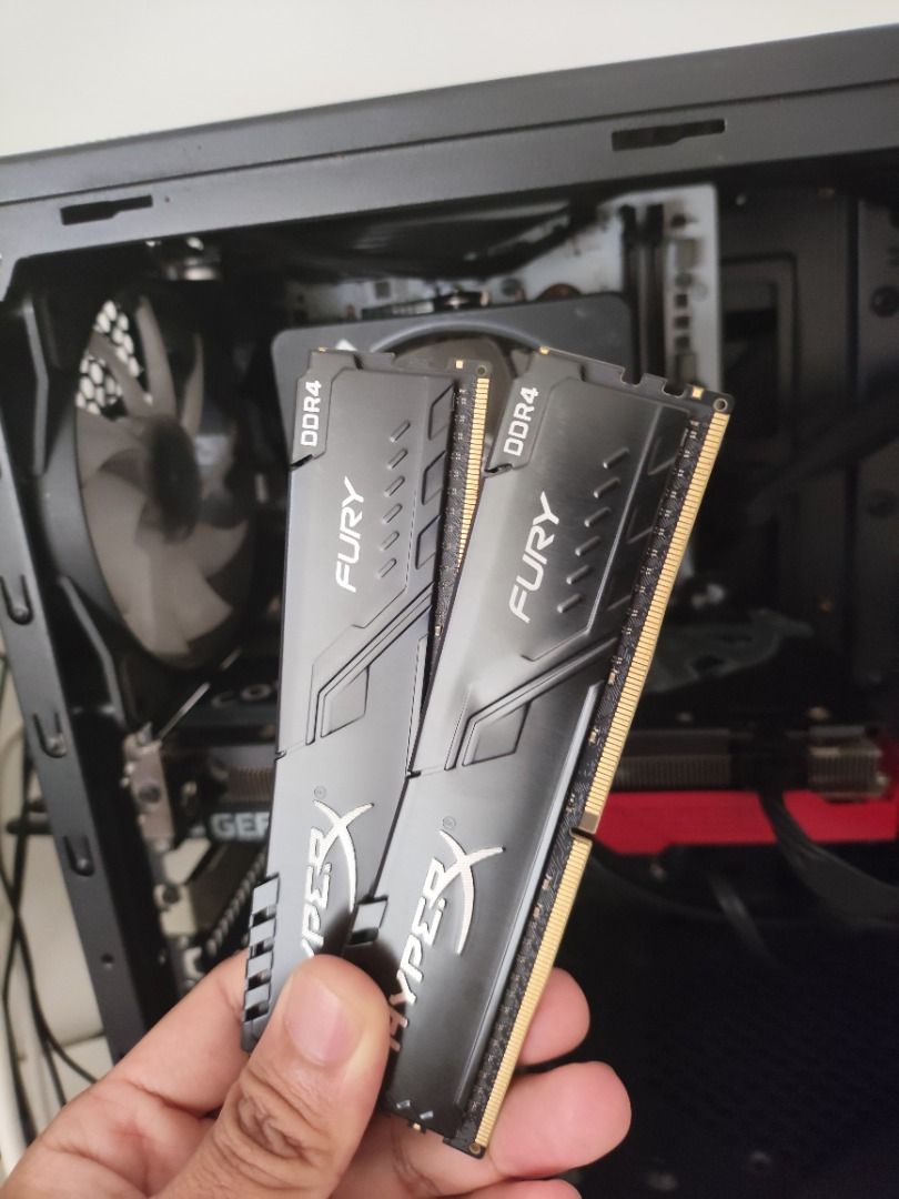 32gb HyperX DDR4 RAM Memory (Category: Computer Parts) located in Manila. Submitted by allanhs (Listing ID 1464425977, Image 3). Description: 32gb (2x16gb) HyperX DDR4 Dual-channel Kit Nakasalpak pa po sa PC. Available for videocall tests. RFS: Selling extra toys. Main PC Revamp Location: Taguig Tags: DDR4, RAM, Memory, 16gb, 32gb, 8gb, DDR5, intel, ryzen, amd, gaming, pc, computer, desktop.