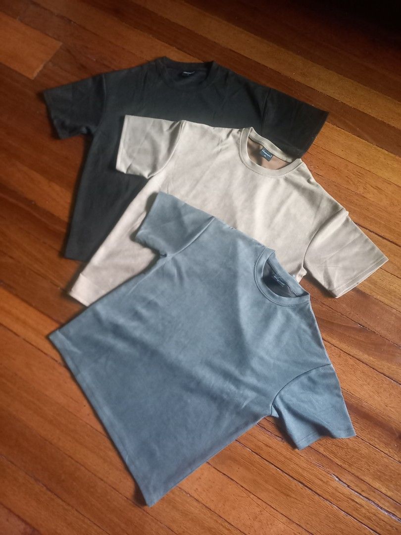 3 Basic T-shirts - Black, Beige, Grey 3 pcs take all (Category: Tshirts & Polo Shirts ) located in Marikina City. Submitted by entropymarketing (Listing ID 1464374185, Image 1). Description: - Set of 3 basic t-shirts - Colors: Black, Beige, Grey - Style: Simple crew neck - Material: Soft and comfortable - Perfect for everyday wear - All shirts are the same size -Brandnew -RFS Too big for my son Address Sto Nino Marikina.