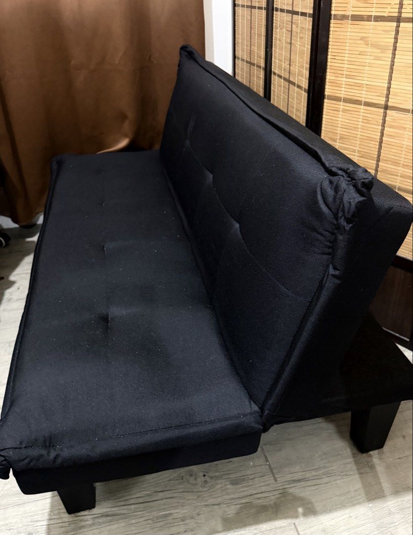 3 Seater Sofa Bed Black (Category: Sofas) located in Mandaluyong City. Submitted by skinrulings (Listing ID 1464568172, Image 2). Description: 3 seater sofa bed. Like new. Rfs: Moving Out Last price posted.