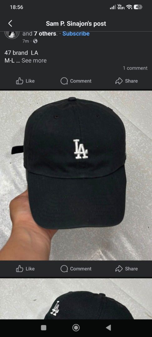 47 Brand LA Dodgers Baseball Cap (Category: Caps & Hats) located in Quezon City. Submitted by tuubbs (Listing ID 1464418522, Image 1). Description: authentic 47brand LA cap bakanmaibigan nyo excellent condition pa novaliches nitang loc ko pwede mo palalamove or jnt sa malayo .