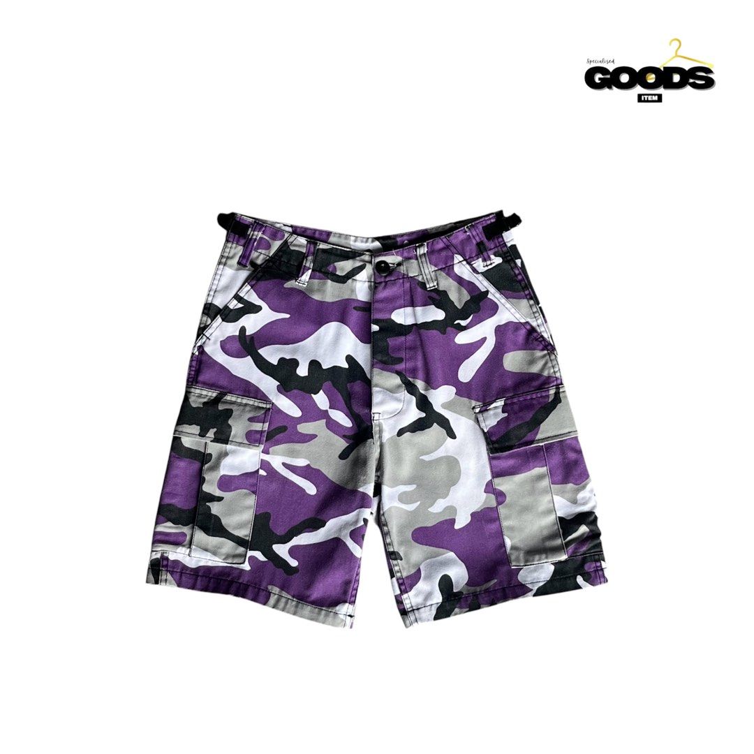 6 Pocket Violet Camo Cargo Short (Category: Shorts) located in Cebu City. Submitted by specializedgoodsitem_ (Listing ID 1464530421, Image 1). Description: excellent condition slightly needs wash ( naka display sa store ) details posted color may vary due to light 30’ waistline 18.5’ length .