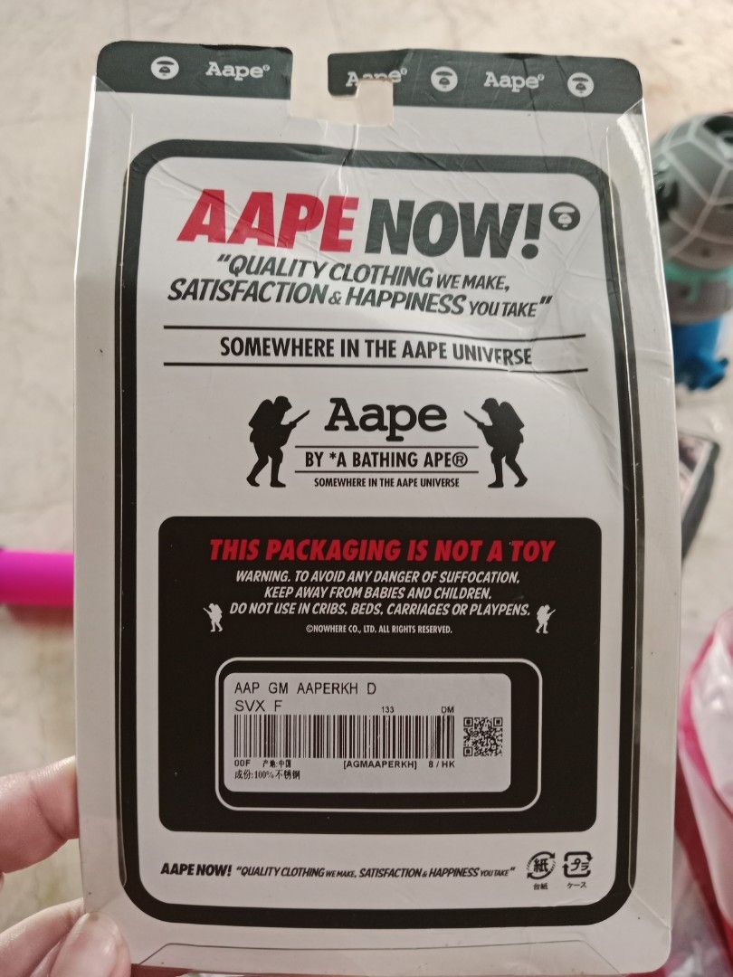 Aape by A Bathing Ape Key Holder (Category: Water Bottles & Tumblers) located in Manila. Submitted by jamielleej87951 (Listing ID 1464413336, Image 2). Description: - Authentic Aape by A Bathing Ape Key Holder - Comes in original packaging - Features the iconic Aape ape head logo - Perfect collectible item for Aape fans - A unique piece from the Aape Universe.