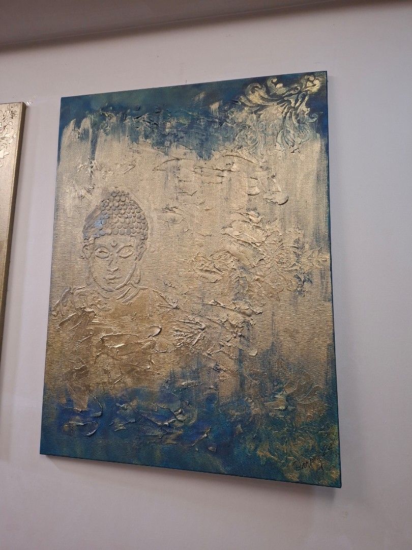 Acrylic on Canvas painting artwork (Category: Frames & Pictures) located in Pasig City. Submitted by mtan134 (Listing ID 1464458321, Image 2). Description: Title: Harmony of Mandala and Buddha ​Artist: Barang Medium: Acrylic on Canvas Dimensions: 60 cm x 80 cm (approx. 23.6" x 31.5") Condition: Original work, unframed Price: 1 pc 7k, 2pcs 12k.