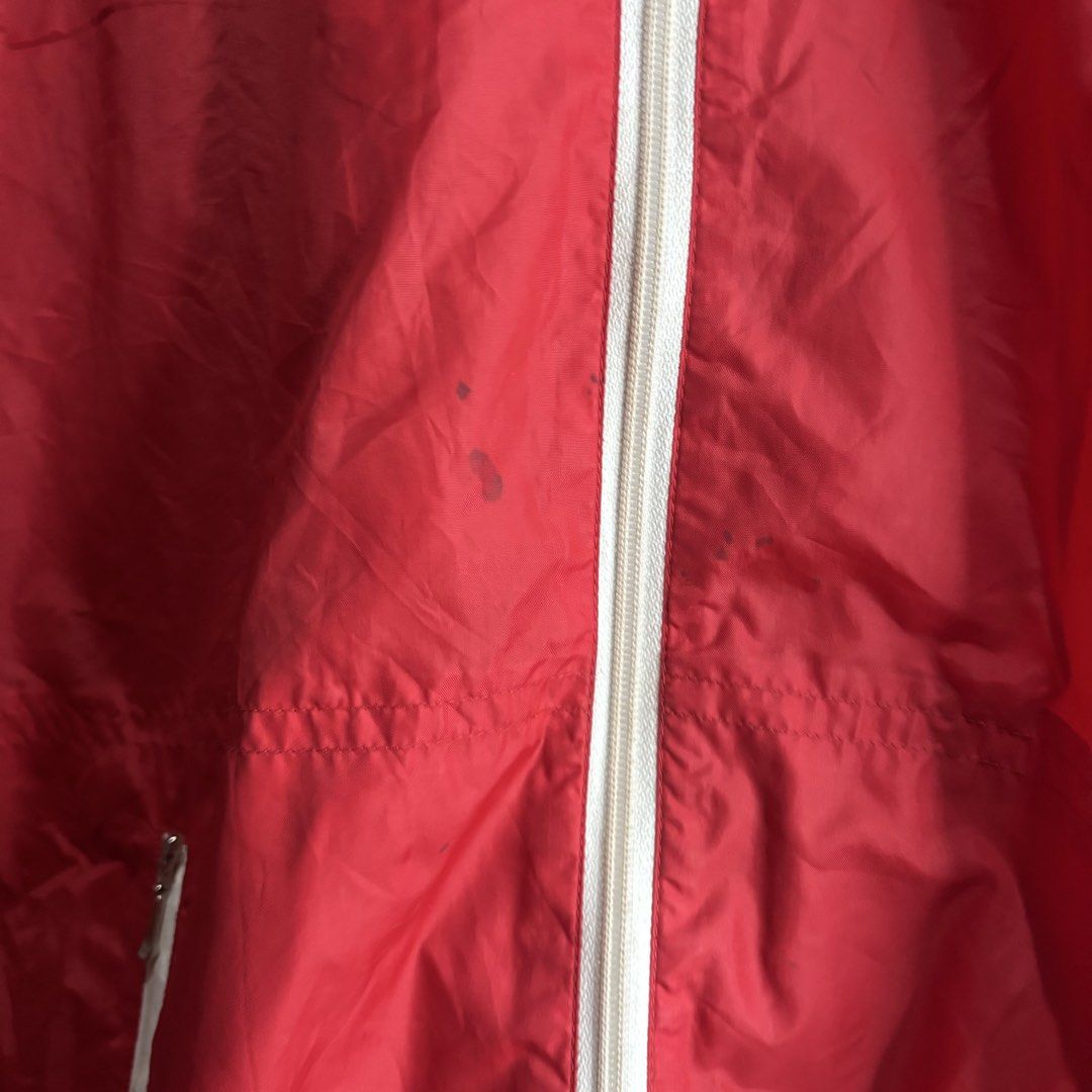 Adidas - Red Windbreaker Jacket with White Accents (Category: Coats, Jackets and Outerwear) located in Cavite. Submitted by goodstayojan.cvt (Listing ID 1464414461, Image 3). Description: Vintage Adidas - Foldable Hooded Nylon Jacket M on tag(20 x 25.5) Verygood Condition No flaws! - Red Adidas windbreaker jacket - White zipper and sleeve accents - 100% Nylon material - Made by Descente under Adidas license Negotiable! Kindly dm for your offer! D