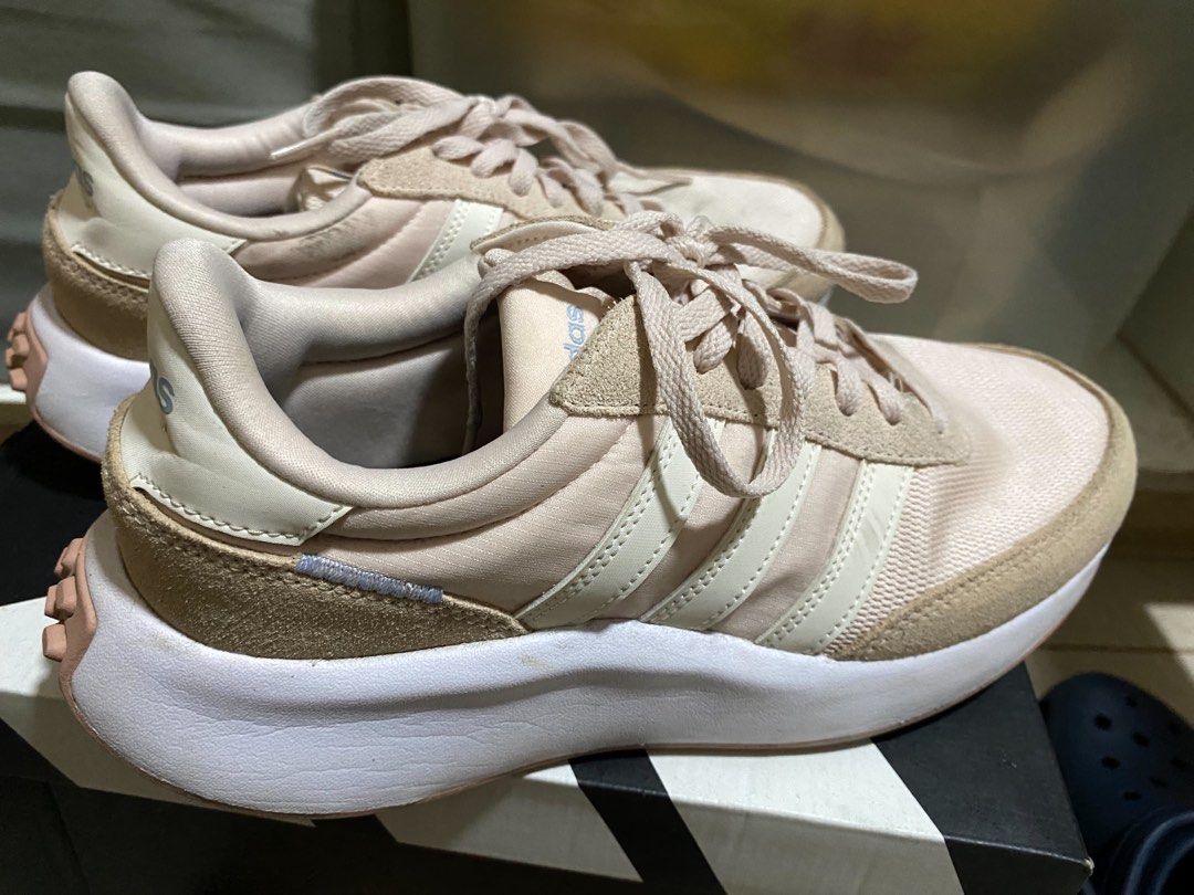 Adidas Pink & Beige Sneakers (Category: Sneakers) located in Manila. Submitted by cheetosjalapeno.f6b498 (Listing ID 1464492013, Image 2). Description: - Adidas sneakers in a lovely pink and beige colorway. - Features the iconic three-stripe design. - Secure lace-up closure. - Built with a comfortable sole for all-day wear. - Ideal for everyday use. - Size: 6 UK.