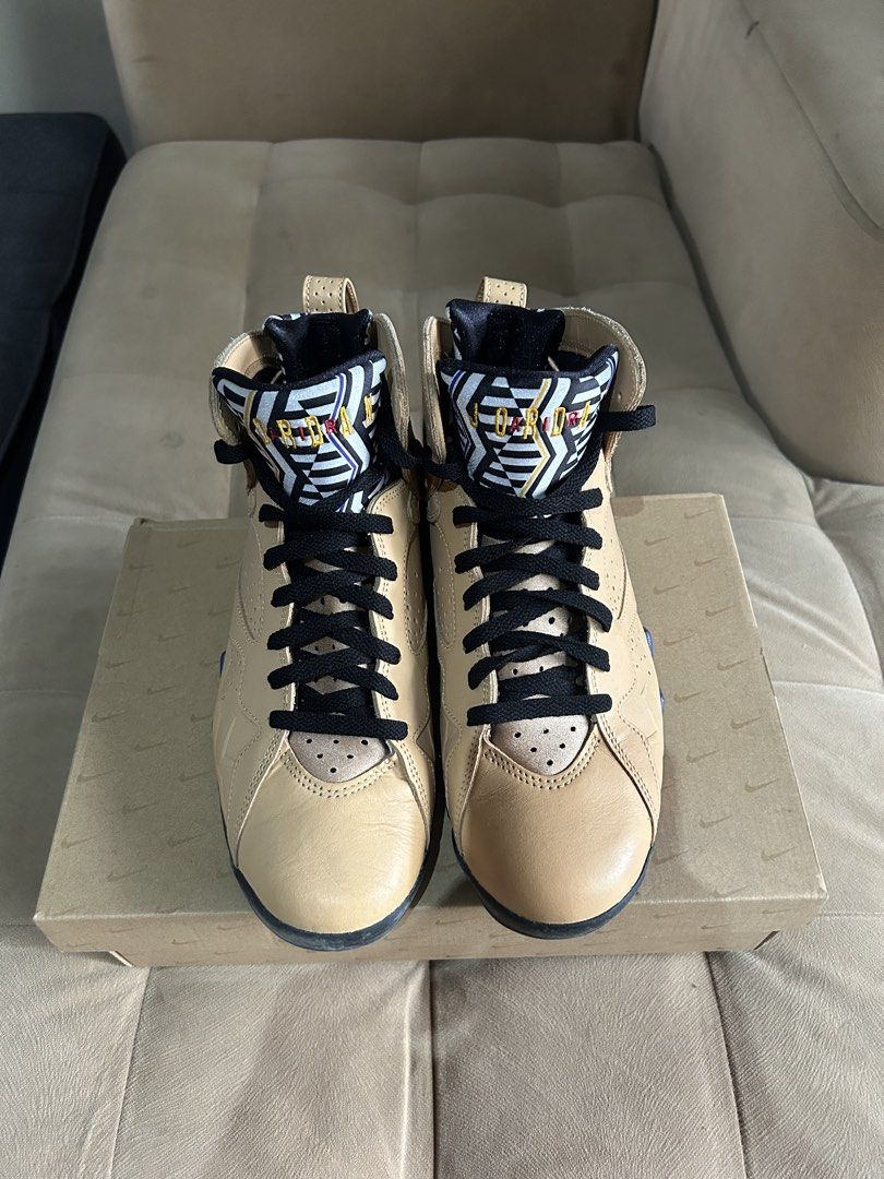 Air Jordan 7 Retro SE “Afrobeats” (Category: Sneakers) located in Pasig City. Submitted by ethanlucass (Listing ID 1464446338, Image 3). Description: WTS Jordan 7 “Afrobeats” Issues: Rep box Used once - still 10/10 condition RFS: Decluttering Size 10 ₱5,000 DM me! 📲.
