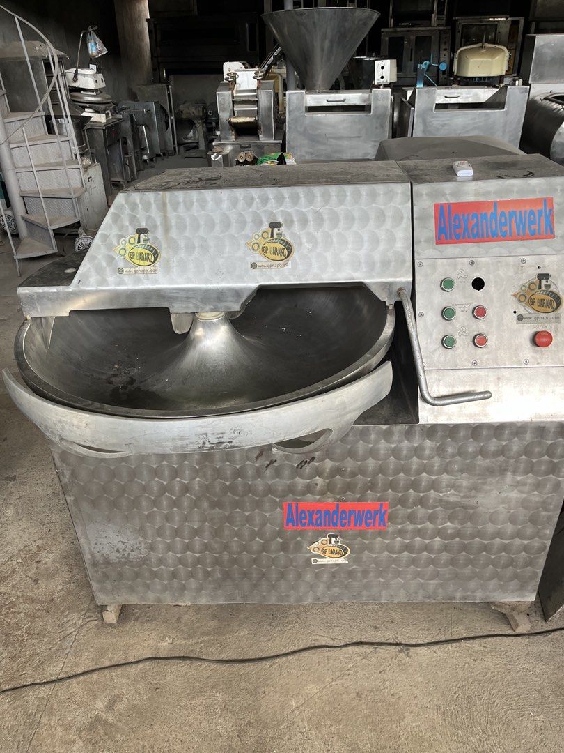 Alexanderwerk Meat Chopper Bowl Cutter (Category: Cookware & Accessories) located in Manila. Submitted by gpbarako (Listing ID 1464423009, Image 2). Description: ALEXANDERWERK- German Made BOWL CHOPPER- SILENT CUTTER 90 liters Capacity…. 280v/400 volts, 60hz, 3phase , dual speed … For Making Hotdogs, Sausages/Chorizo, Hams , Spams , Salami and Canned Meat Products and Burger Patties . Smaller units and Much bigger machine’s already available in t