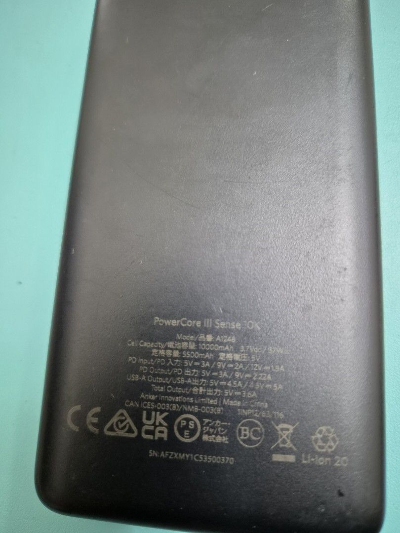 Anker Powerbank 10,000mah (Category: Batteries & Power Banks) located in Makati City. Submitted by loisandclark (Listing ID 1464525058, Image 3). Description: - Brand: Anker - Model: PowerCore III Sense - Capacity: 10,000mAh - Design: Dual-sided finish with textured fabric on one side and matte black on the other. - Portability: Compact and easy to carry. - Reliable power for your devices on the go. RFS: too many powerbanks contact 0917 856 7355 
