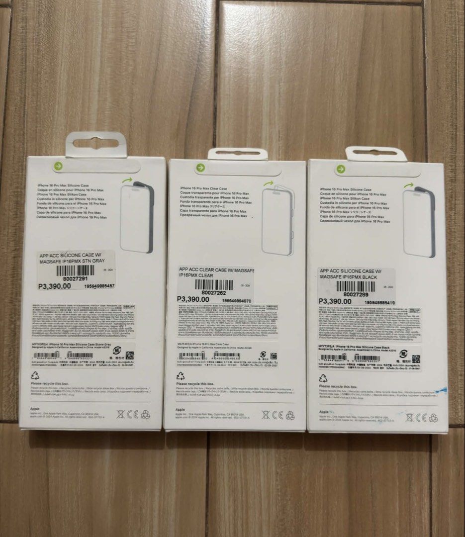 APPLE IPHONE 16 PRO MAX (Category: Cases & Sleeves) located in Binan City. Submitted by vintage_and_trendy_fss (Listing ID 1464407215, Image 2). Description: FOR SALE : Brandnew Apple Iphone 16 Pro Max cases ✅ Clear ✅ Gray ✅ Black Sealed and w/ price tag Original.
