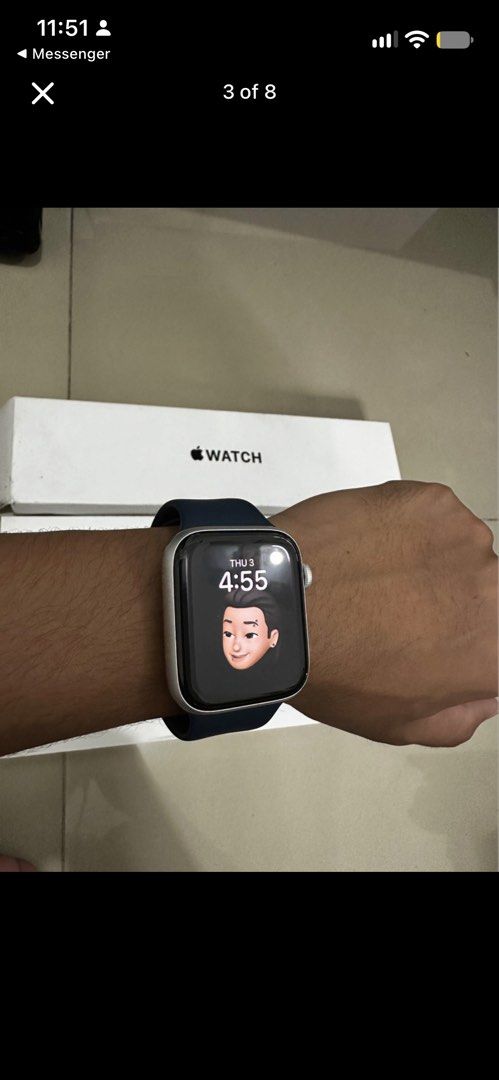 Apple Watch se (Category: Wearables & Smart Watches) located in Manila. Submitted by bhern17 (Listing ID 1463745227, Image 2). Description: Mga ka-tech! Selling my pre-loved Apple Watch SE, 44mm, Silver Aluminum Case with Abyss Blue Sport Band. Super fresh pa 'to, parang bago lang! Perfect for everyday use, fitness tracking, and staying connected. Complete set with box charger wireless replacement. ready for its new owner..