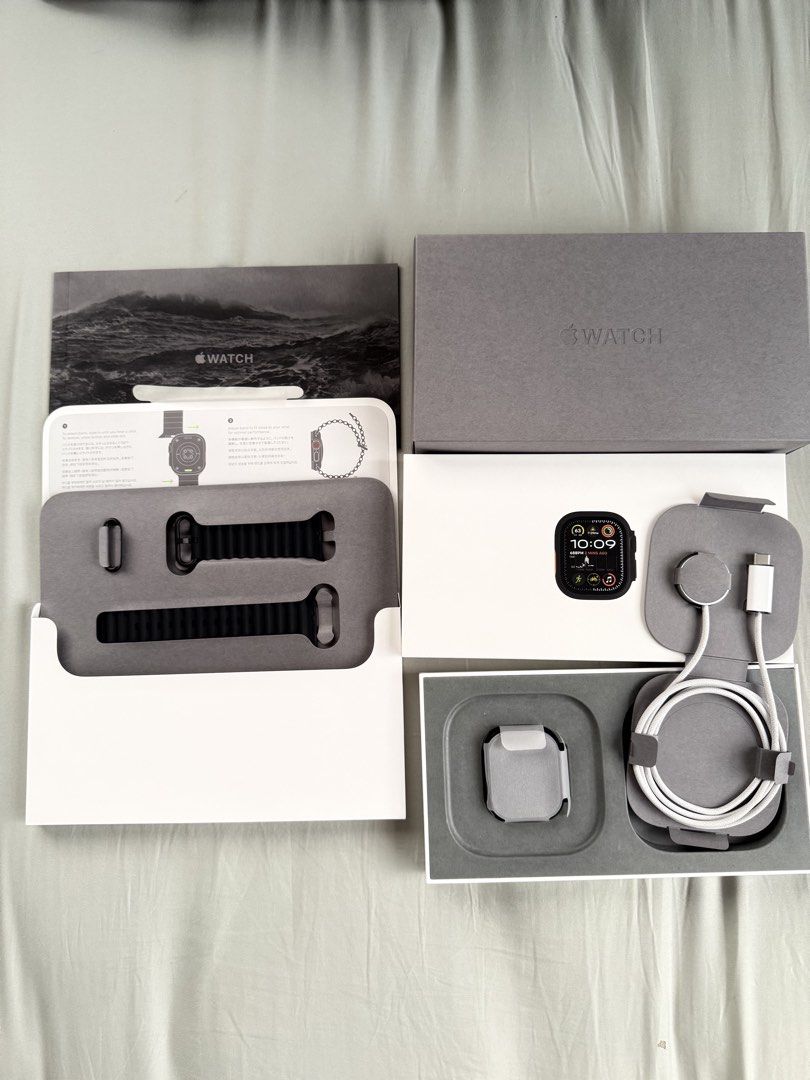 Apple Watch Ultra 2 49mm GPS+Cellular (Category: Wearables & Smart Watches) located in Taguig. Submitted by shopaww (Listing ID 1464393470, Image 1). Description: Apple Watch Ultra 2 Black Titanium with Ocean Band No issues at all! Very maingat. Good as brandnew, seldomly used. Twice a week. Includes complete original package, with tempered glass since day 1 Battery health still at 100% Warranty until 3/8/2027 Rfs: Not being used anymore Meetups: