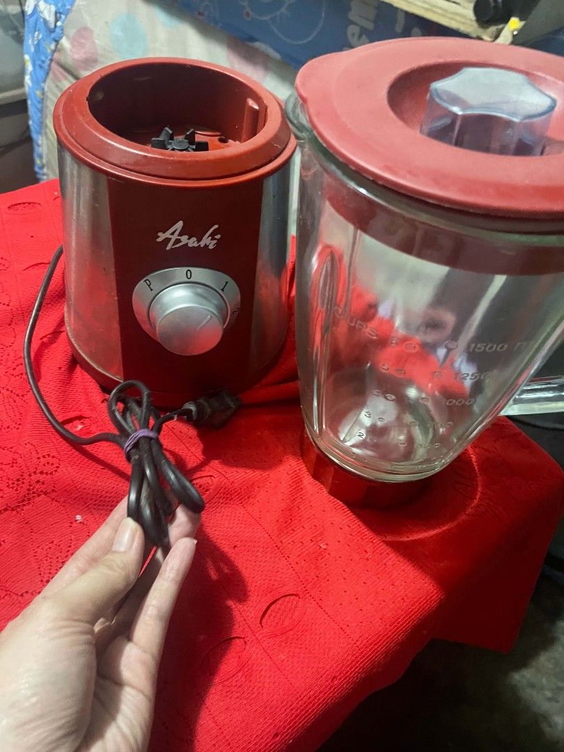 Asahi Blender with Glass Jar (Category: Juicers, Blenders & Grinders) located in Digos. Submitted by coolwind.b4ea13 (Listing ID 1464387873, Image 2). Description: - Asahi Blender - Durable glass jar and lid - Stylish red base with silver accent - Multiple speed settings: P, 0, 1, 2 - Power cord included - Ideal for smoothies, sauces, and more!.