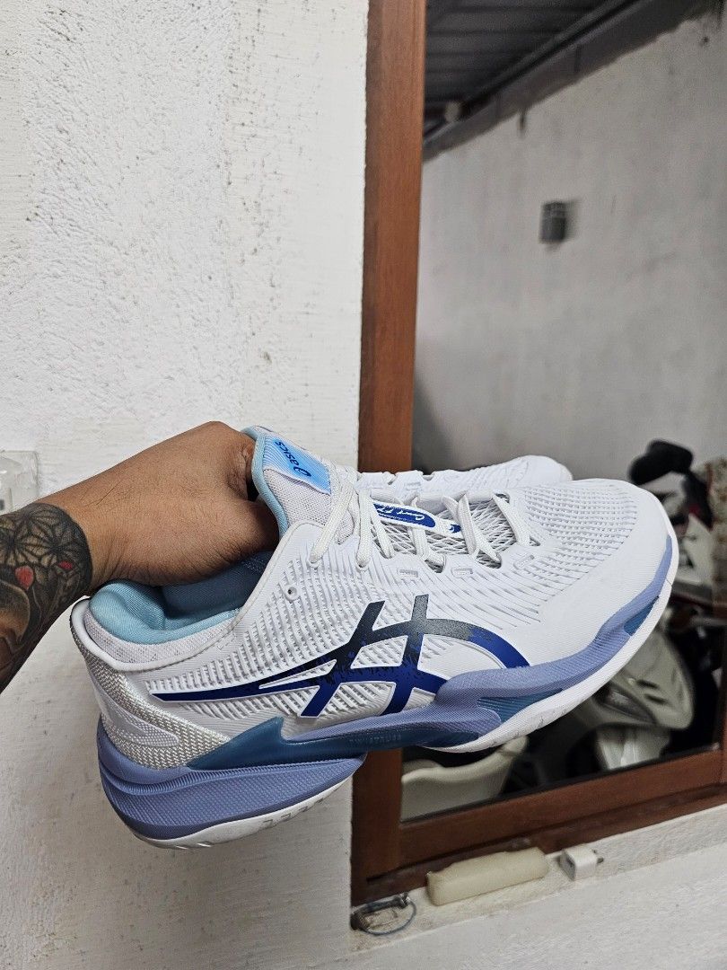 ASICS COURT FF 3 NOVAK (Category: Sneakers) located in Quezon City. Submitted by jerome2929 (Listing ID 1464387455, Image 1). Description: - ASICS COURT FF 3 NOVAK - Color: White with blue accents - Perfect for indoor court sports - Lightweight and supportive design - Excellent outsole grip - Ready for your next game!.