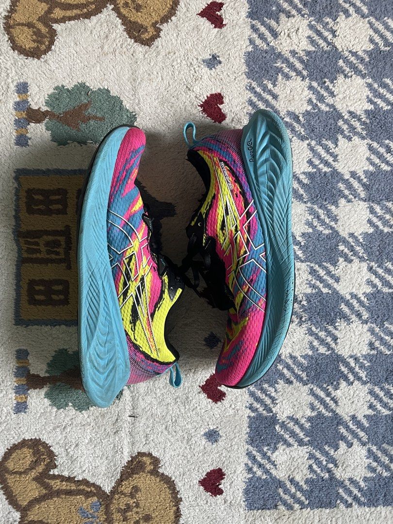 ASICS Gel-Cumulus 25 Running Shoes (Category: Sneakers) located in Los Banos. Submitted by round2ph_ (Listing ID 1464501002, Image 1). Description: - ASICS Gel-Nimbus Lite 3 running shoes - Eye-catching colorway: Pink, yellow, and blue - Lightweight and comfortable for your runs - Soles show minor wear, plenty of life remaining - Ideal for road running or treadmill use.