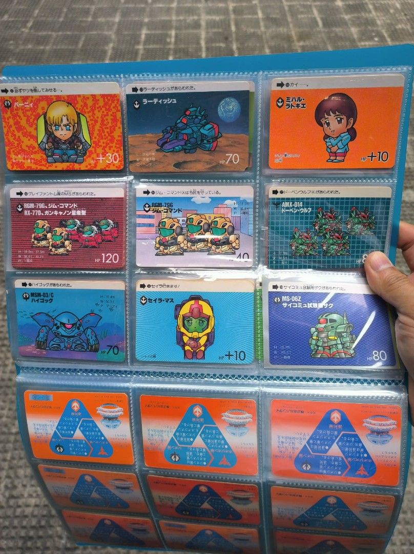 Assorted characters (Category: Raw Singles) located in Manila. Submitted by jo_daph (Listing ID 1464415889, Image 2). Description: vintågê gùndãm cards 1988,1989,1990,1991 90 pcs. with binder 1500.