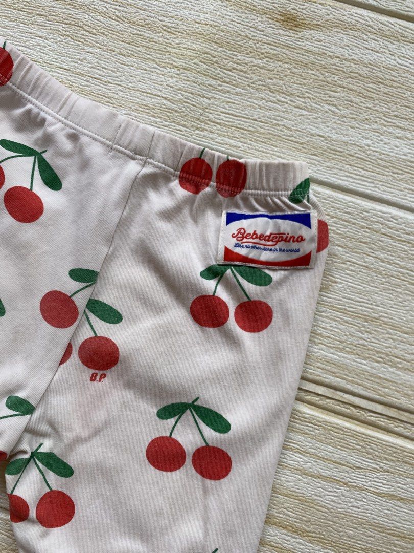 Bebe de Pino cherry pants (Category: Babies & Kids Fashion) located in Cebu City. Submitted by yjainani (Listing ID 1464375979, Image 3). Description: These are Bebe de Pino pants featuring a cute cherry pattern.