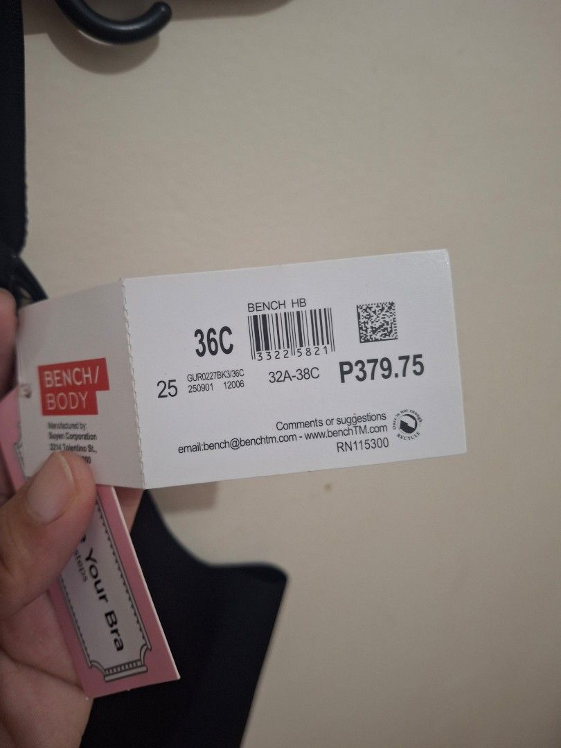 BENCH/ Black Seamless Padded Bra 36C (Category: Undergarments & Loungewear) located in Imus. Submitted by shop_cavite (Listing ID 1464512078, Image 2). Description: - Brand: Bench - Type: Padded Bra - Size: 36C - Condition: Brand new with tags attached - Original Price: P379.75 Location: Imus, Cavite.