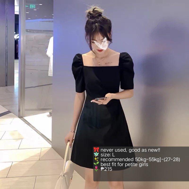 Black Puff Sleeve Square Neck Mini Dress (Category: Dresses) located in Caloocan City. Submitted by angelinee123 (Listing ID 1464418722, Image 1). Description: Size L - 28 to 29 waist Best for petite girls •Payment methods: Gcash (item price + sf) • Payment first policy • Delivery option: - J&t delivery : 2-3 days depends on loc - Lalamove: same day delivery - meetup: 5th avenue lrt station only (cod avail).