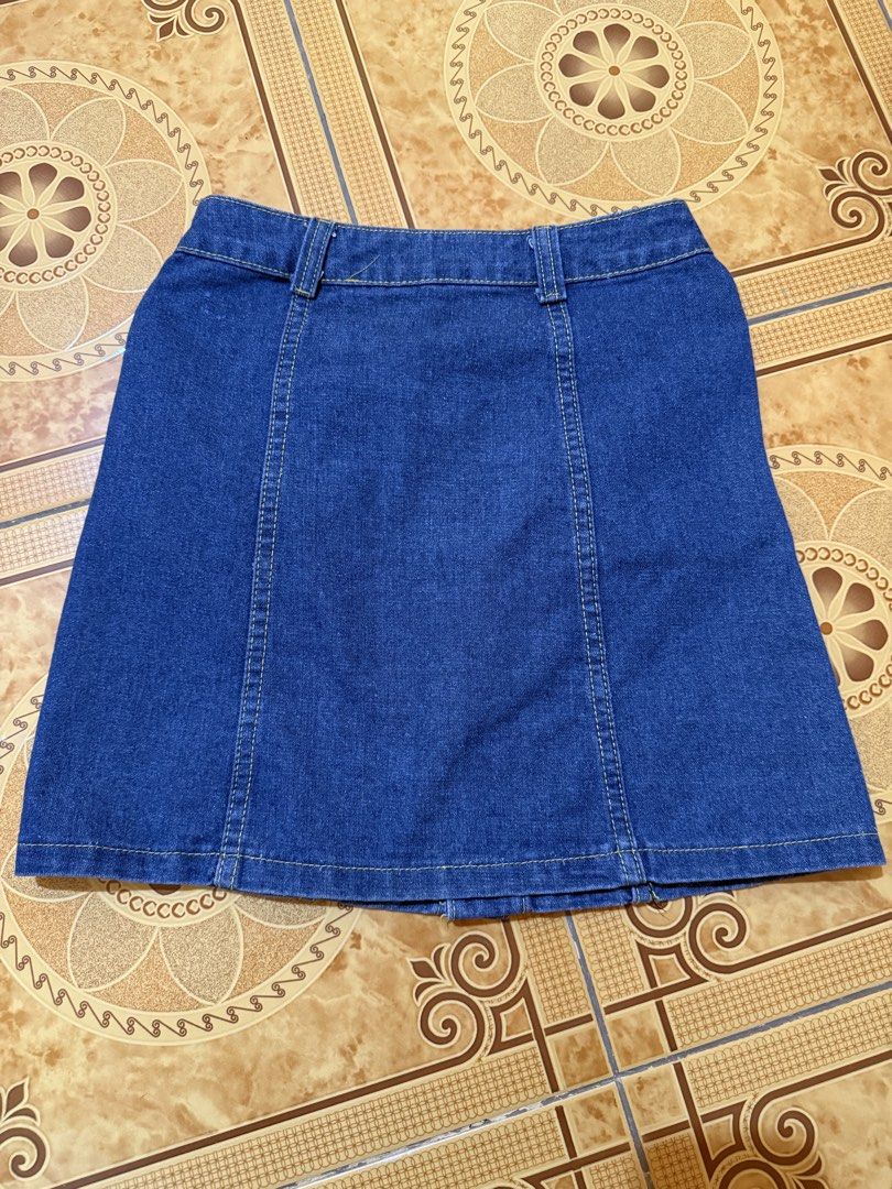Blue Denim Button-Up A-Line Mini Skirt Size S (Category: Skirts) located in Meycauayan. Submitted by seayurie (Listing ID 1464355886, Image 2). Description: - Cute blue denim mini skirt - A-line cut - Button-up front - Two front pockets - Ideal for casual wear - Easy to pair with tops - Size S.