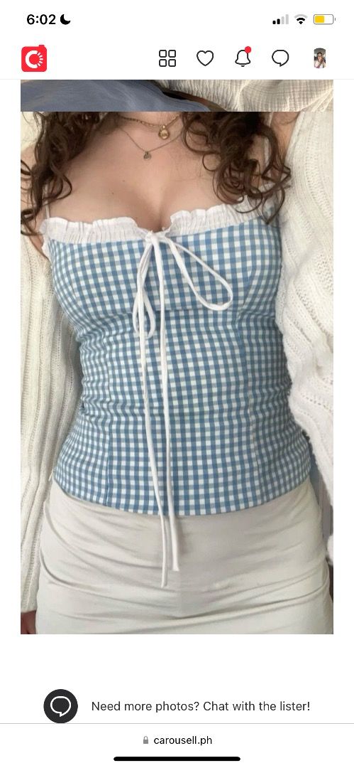 Blue Gingham Corset Top with White Trim (Category: Sleeveless) located in Caloocan City. Submitted by zaramndz (Listing ID 1464534659, Image 1). Description: LOOKING FOR THIS ZARA GINGHAM TOP!!!.