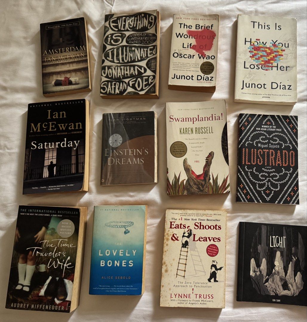 Books for sale at 100 each (Category: Storybooks) located in Bacoor. Submitted by mlgon1 (Listing ID 1464435697, Image 1). Description: List of books by author: ❌ Adams, Douglas — The Hitchhiker’s Guide to the Galaxy SOLD • Austen, Jane — Persuasion • Austen, Jane — Pride and Prejudice • Bartholomew, Rafe — Pacific Rims • Bryson, Bill — The Life and Times of the Thunderbolt Kid • Chabon, Michael — Gentlemen of the Road • Chabon, Michael — Summerl