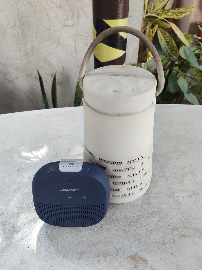 Bose portable smart speaker/Bose SoundLink micro (Category: Portable Music Players) located in Leyte. Submitted by cultoflain (Listing ID 1464362916, Image 1). Description: 🔥 FOR SALE: Bose Portable Speakers Bundle 🔥 Bose Portable Smart Speaker + Bose SoundLink Micro Selling my two genuine Bose portable speakers as a set or individually. 1. Bose Portable Smart Speaker (White/Silver) 360° powerful Bose sound Wi-Fi + Bluetooth Built-in Alexa & Go