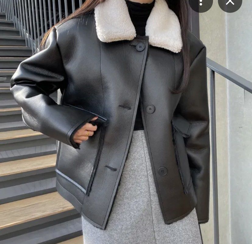 Boxy leather jacket (Category: Coats, Jackets and Outerwear) located in Baguio. Submitted by jelaitrift (Listing ID 1464560799, Image 1). Description: Parang brandnew pa Sobrang worth it ganda ng leather not bakbakin.