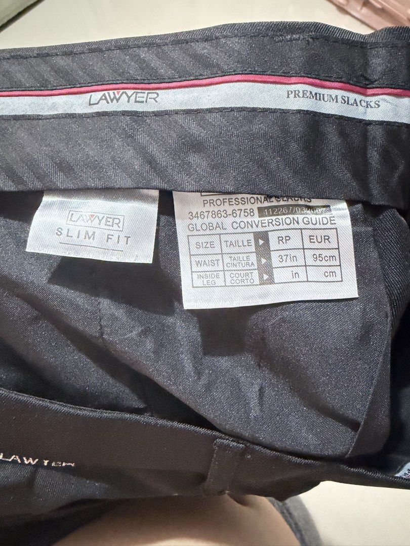 Brand New Black Pants (Category: Trousers) located in San Jose del Monte. Submitted by rommuel1025-18960 (Listing ID 1464382856, Image 2). Description: ORIGINAL PRICE 800 - Brand: Lawyer Corporate - Color: Black - Fit: Slim fit - Size: 37 waist - Condition: Brand new with tags attached - Occasion: Ideal for work or smart casual wear - Reason for selling: had another pants tailored personally.